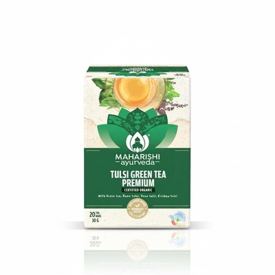 Maharishi Ayurveda Tulsi Green Tea 20 Count Herbal Green Tea with Holy Basil FS