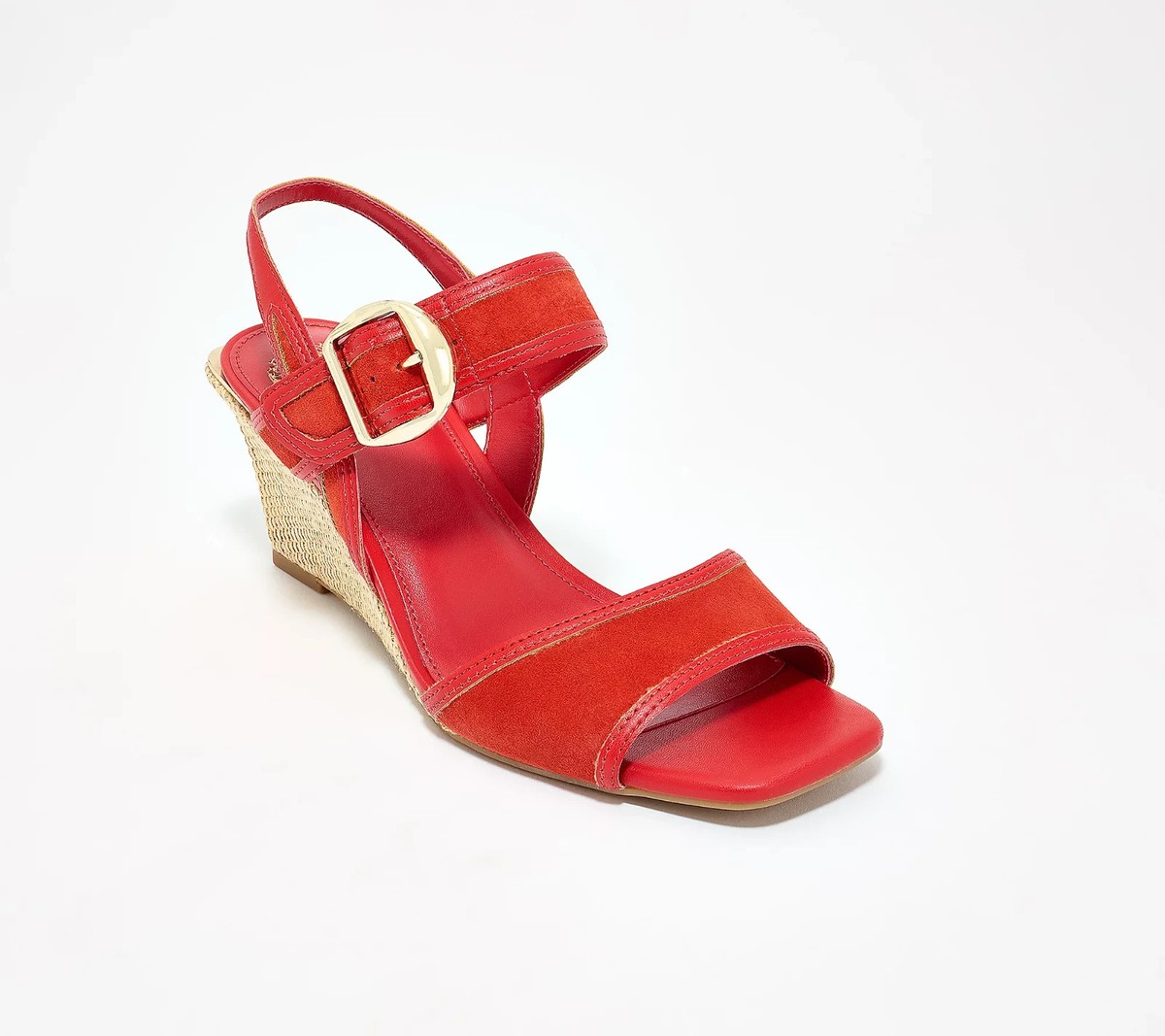 Vince Camuto Leather and Raffia Slingback Wedges - Helcey-Salsa-9M