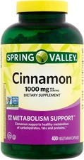 Spring Valley Cinnamon Dietary Supplement, 1000 Mg, 400 Vegetarian Capsules -...