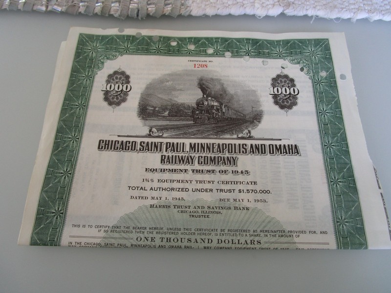Chicago, Saint Paul, Minneapolis and Omaha Railway Company $1000 - 1945 #1207