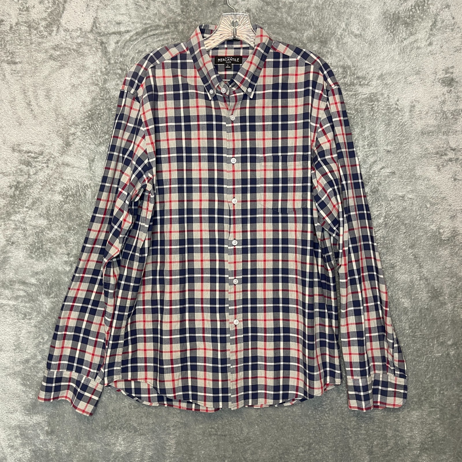 J.Crew Mercantile Men Flex Slim Classic Plaid Button Down Long Sleeve Shirt L