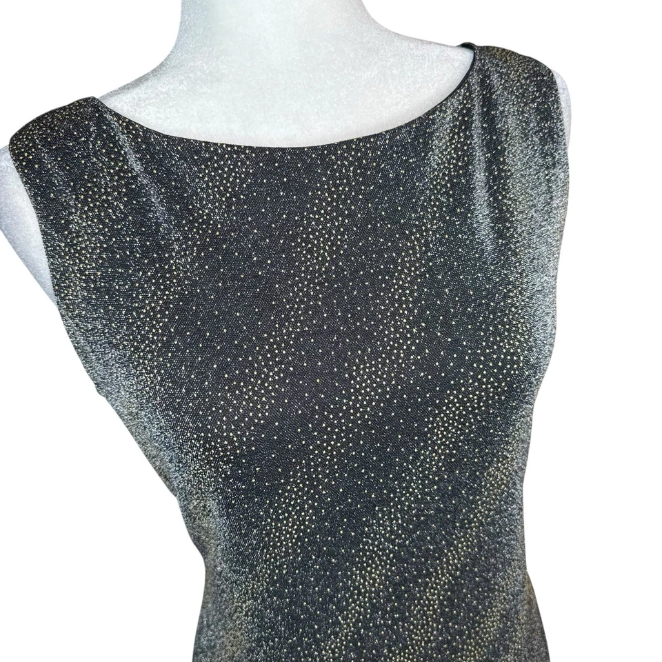 Vintage Cachet Evening Gown 12 Low Back Dress Sparkle Slit Floor Length USA Made - Image 4 of 4