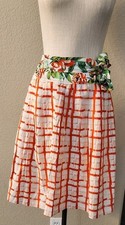 Maeve by Antrhopologie Size 6 US Floral Lattice Skirt Silk Viscose Belted Zip