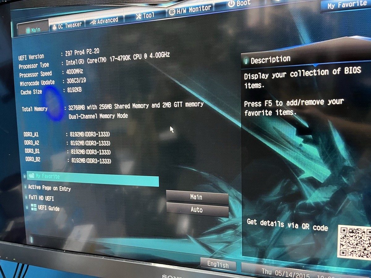 ASRock Z97 Pro4 ATX motherboard Core i7-4790K 4.0GHz 32GB RAM