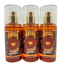 Bath  Body Works LOT 3 Mini Travel Glazed Pumpkin Fragrance Mist Spray 2.5 oz