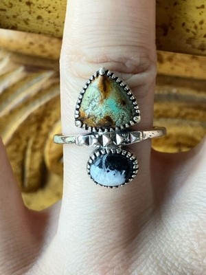 Royston Turquoise White Buffalo Sterling Silver Ring Size 8