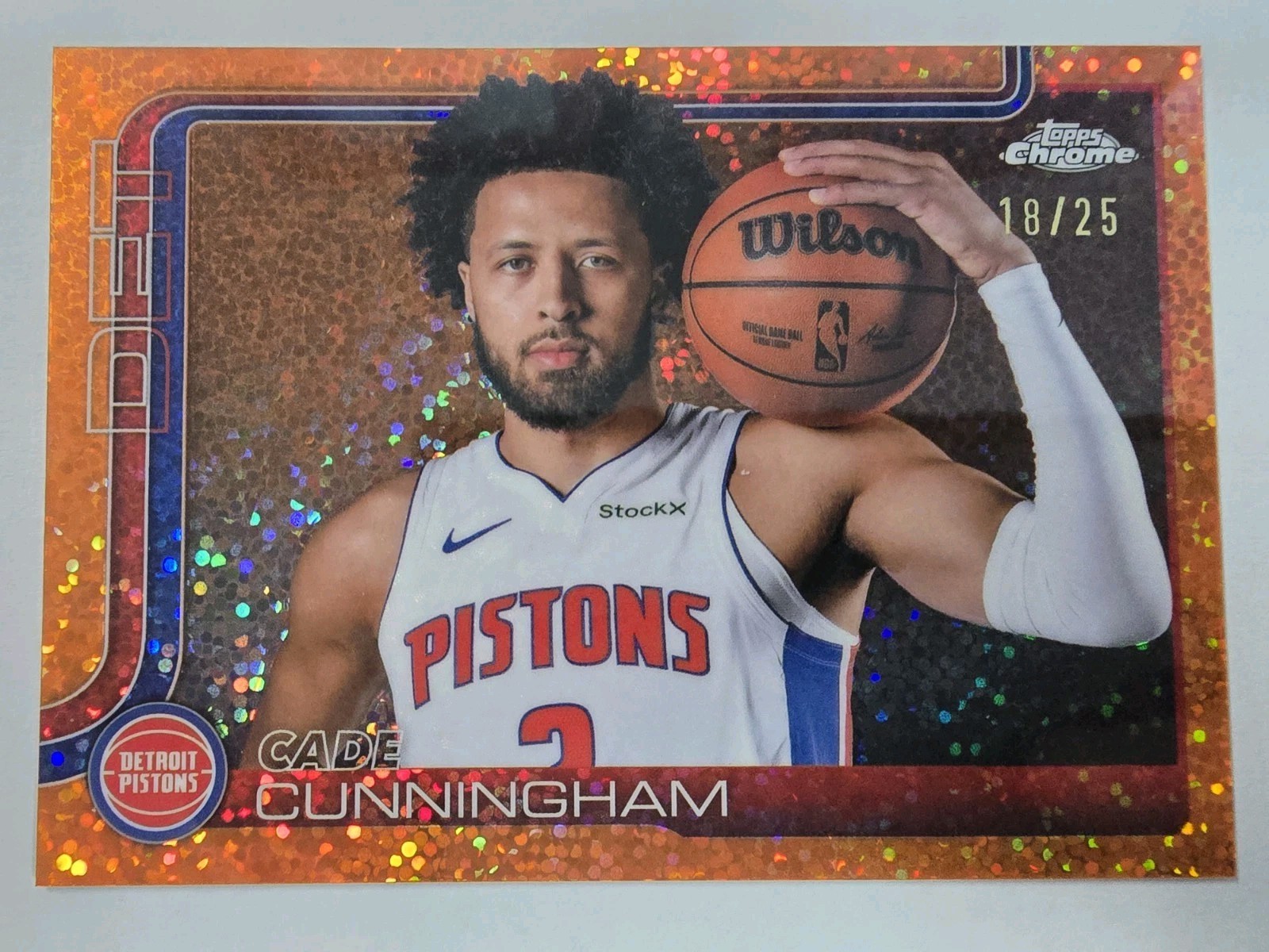 2025-26 Topps Chrome Cade Cunningham Orange Speckle Image Variation /25 Pistons