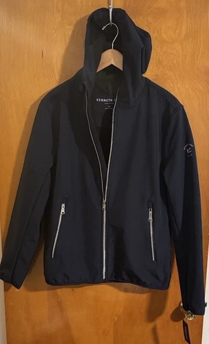 Kenneth Cole Jacket Mens Medium Navy Zip Pockets Fleece Lined Softshell video thumbnail