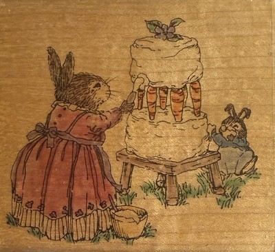 CARROT CAKE Rubber Stamp Holly Pond Hill Susan Wheeler Easter Bunny Rabbit