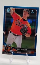 2018 Bowman Chrome Prospects Mike Baumann #BCP217 Blue Refractor /150 (RC)