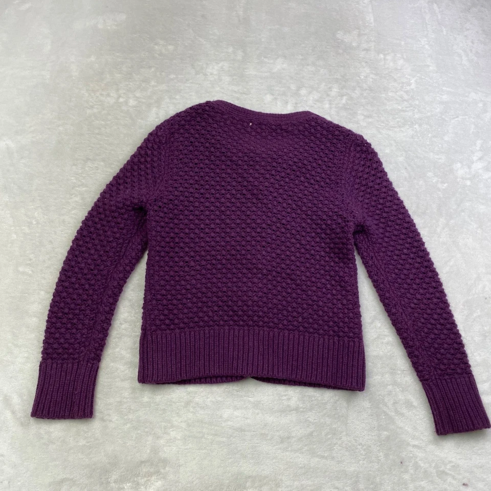 LL Bean Womens Purple Cardigan Sweater Wool Blend Cottagecore Medium - Image 3 of 4