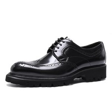British New Men's Formal Brogue Shoes Leather Business Groom Wedding Dress Shoes