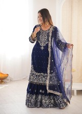 Bollywood Suit Pakistani Indian Wedding Velvet Sharara Party Wear Eid