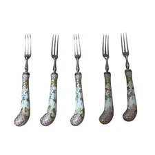 vintage a & e lewis Sheffield England 3 Programs Fish Cocktail Forks Set 5