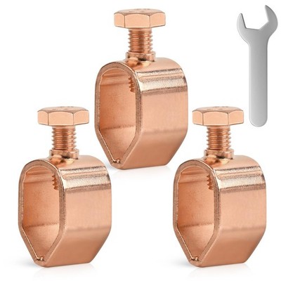 Ground Rod Clamp 3 PCS Copper Clad 1/2 to 5/8 Inch Connector Earthing