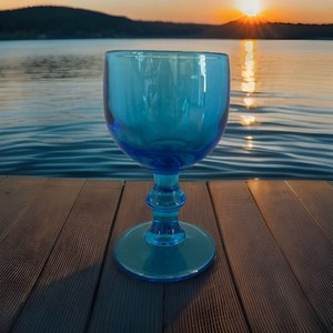 Hoffman House Antique Blue Water Goblet by Imperial Glass Ohio