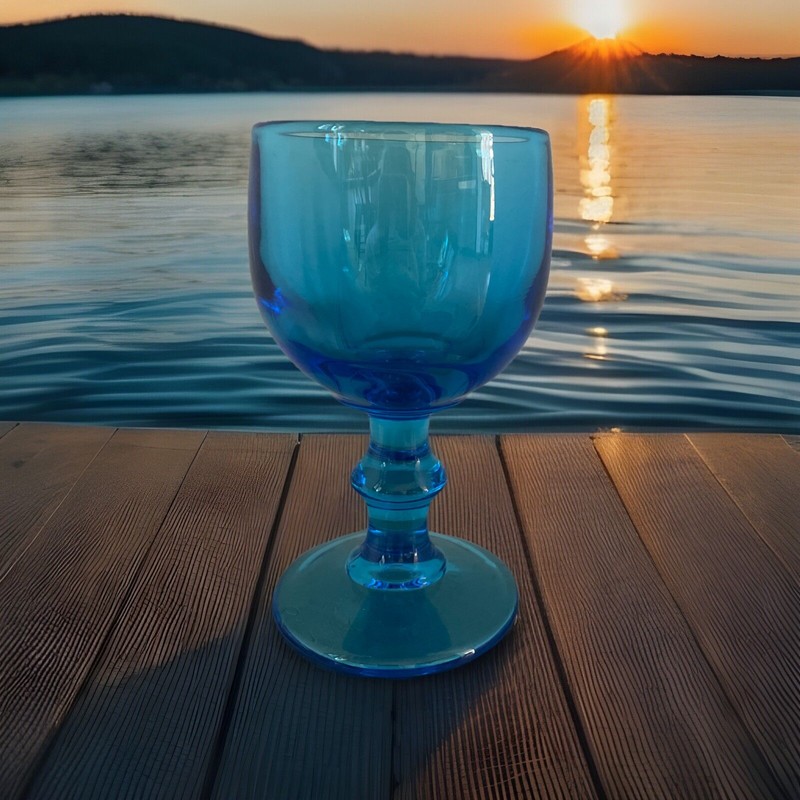 Hoffman House Antique Blue Water Goblet by Imperial Glass Ohio