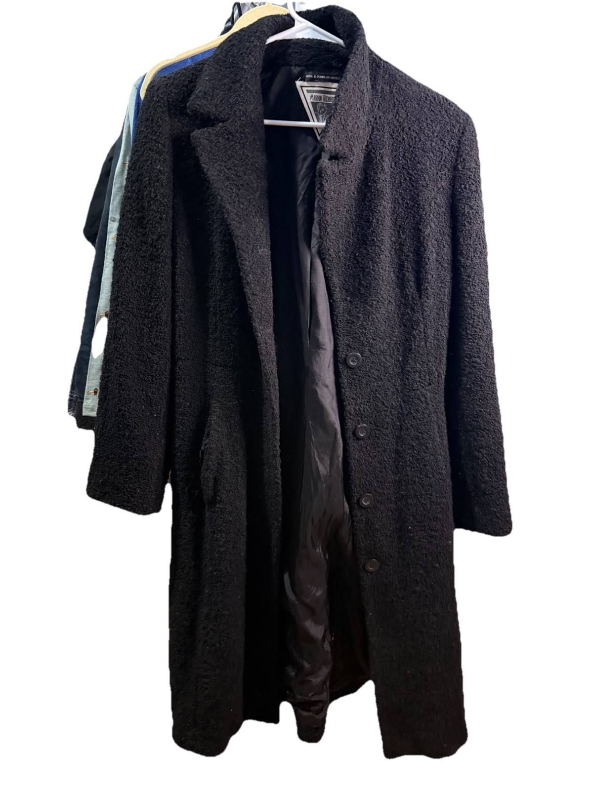 Black Collared Button Lined Long Overcoat Long Sl… - image 1