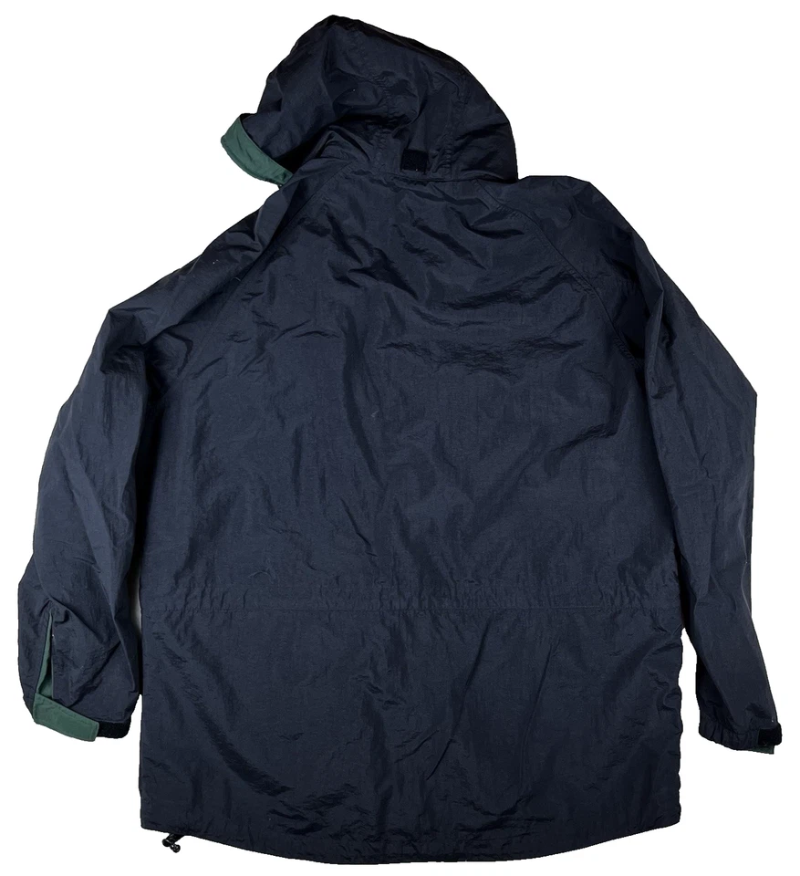 Vintage 1997 Timberland Large Black Green Windbreaker Rain Jacket Hooded Crinkle - Image 2 of 4
