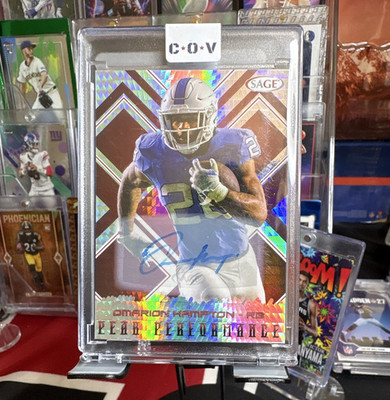 SAGE 2025 Peak Performance Omarion Hampton Tar Heels PKA-OH Holo Auto 1/1 CGC