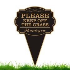 Double Sided Yard Sign, Stay Off Grass with Stake, 10"x14" Please Keep Off th...