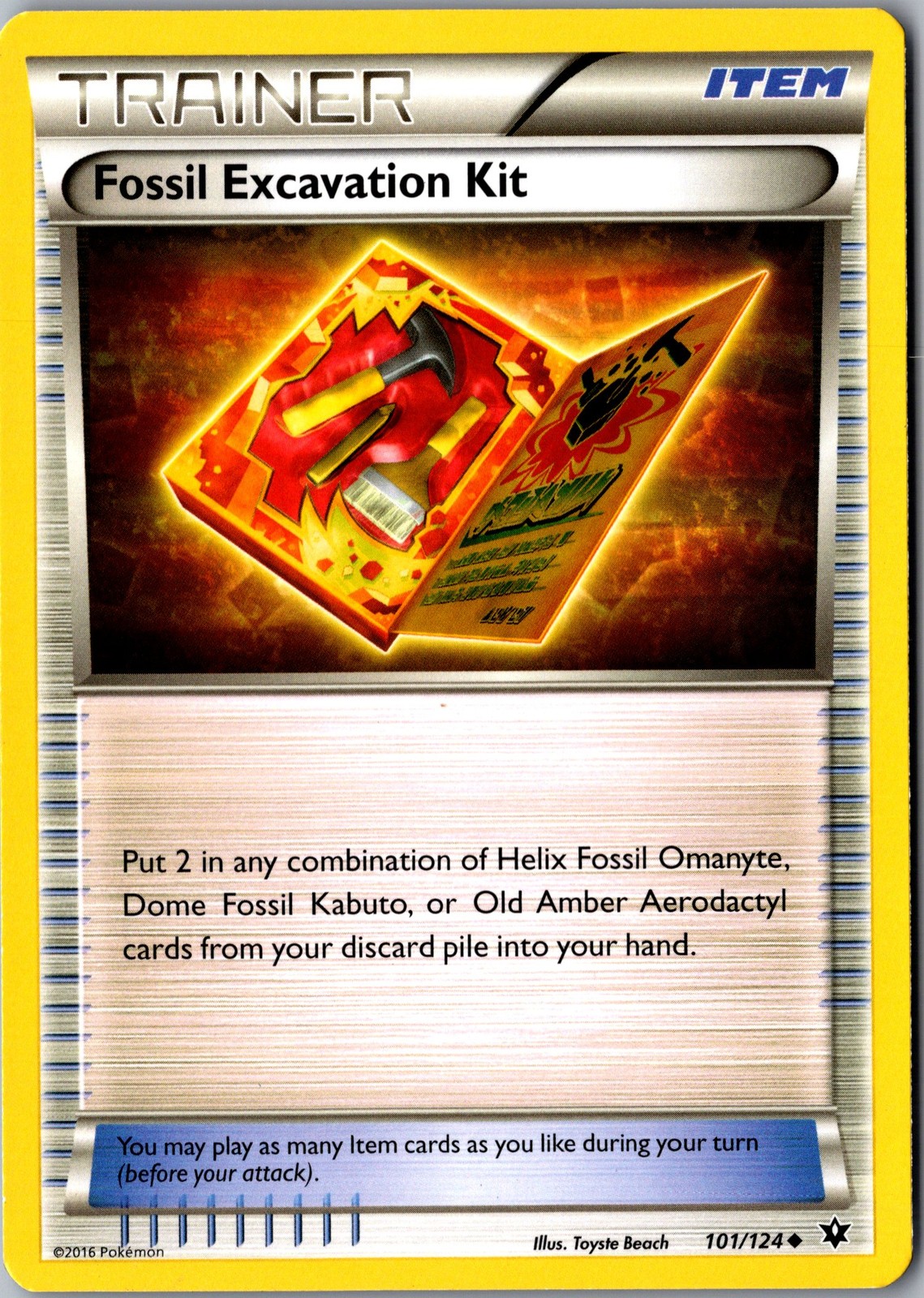 Fossil Excavation Kit 101/124 Uncommon Fates Collide Lightly Played Pokemon Card