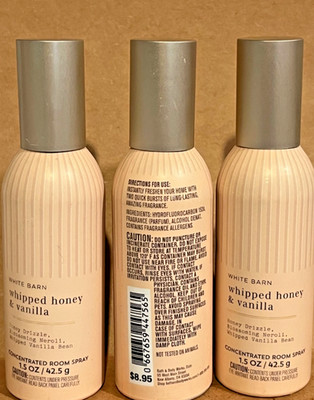 3x Bath & Body Works WHIPPED HONEY & VANILLA Concentrated Room Spray NEW