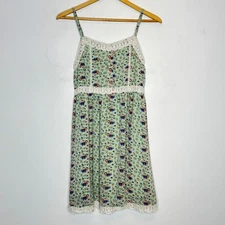 Umgee Dress Womens Small Green Babydoll Floral Lace Coquette Cottagecore Peasant