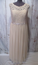 DAVIDS BRIDAL 22 Beige Lace Maxi Evening Mother of the Bride Dress