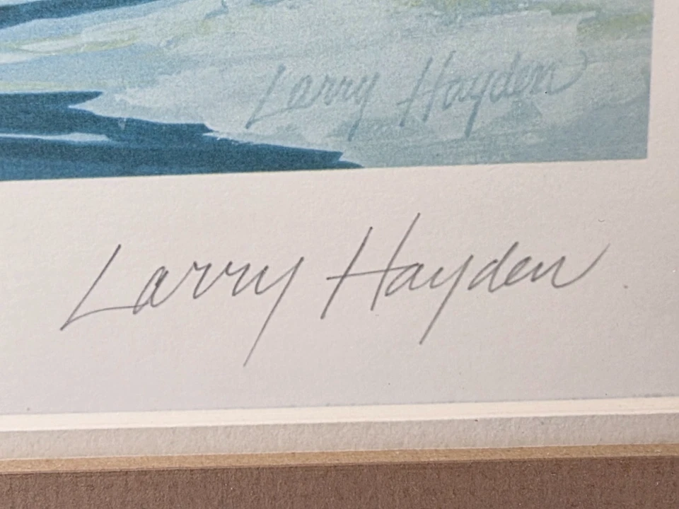 1977 Michigan State Duck Stamp Print Framed Larry Hayden Signed Number Art Print - Image 3 of 4