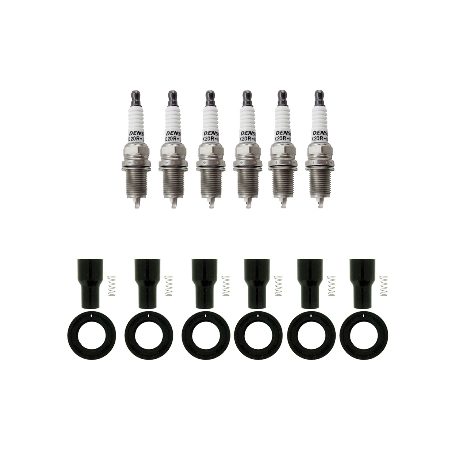 Denso 6 U-Groove Spark Plugs  NGK 6 Coil Boots Kit for Avalon Camry RX300 V6