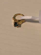 Vintage Infant Ring Green Birthstone Keepsake with Original Tags Made In US