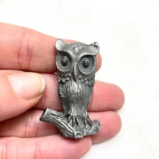 VTG 80s Pewter Metal Miniature Owl Bird Figurine Very Detailed Un Branded READ