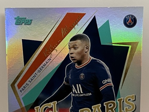 2021-22 Topps Paris Saint-Germain Set - Ici C’est Paris Kylian Mbappe Aqua #/75 - Picture 4 of 6
