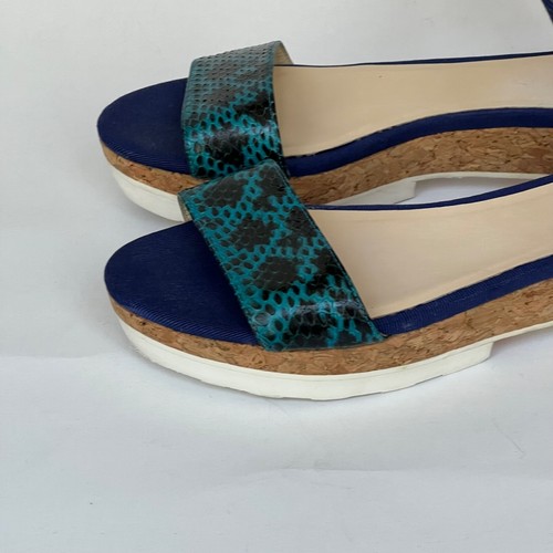 Jimmy Choo Blue Watersnake Ankle Strap Cork Sandals Women’s Size 42 US 12 - Picture 9 of 21