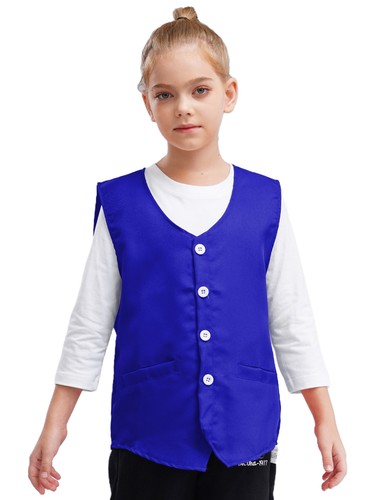 Unisex Kid Volunteer Activity Vest Button Up Waistcoat Uniform Sleeveless Jacket - Picture 9 of 119