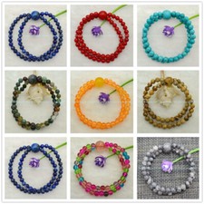 Fashion Beautiful 2 Rows 6mm Multicolor Round Gemstone Beads Bracelet 7.5"