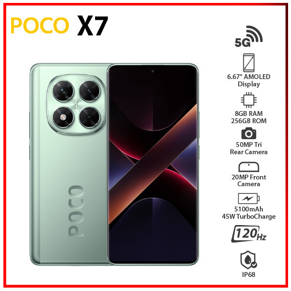 New)Xiaomi POCO X7 5G 8GB+256GB GREEN Dual SIM Unlocked
