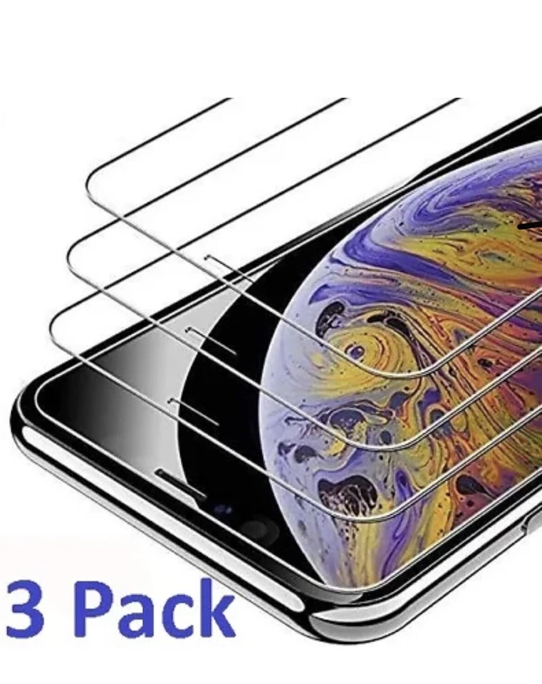 Paquete de 3 protectores de pantalla de vidrio templado para iPhone 11 2 13 14 Pro Plus XS Max XR Foto 2 de 4