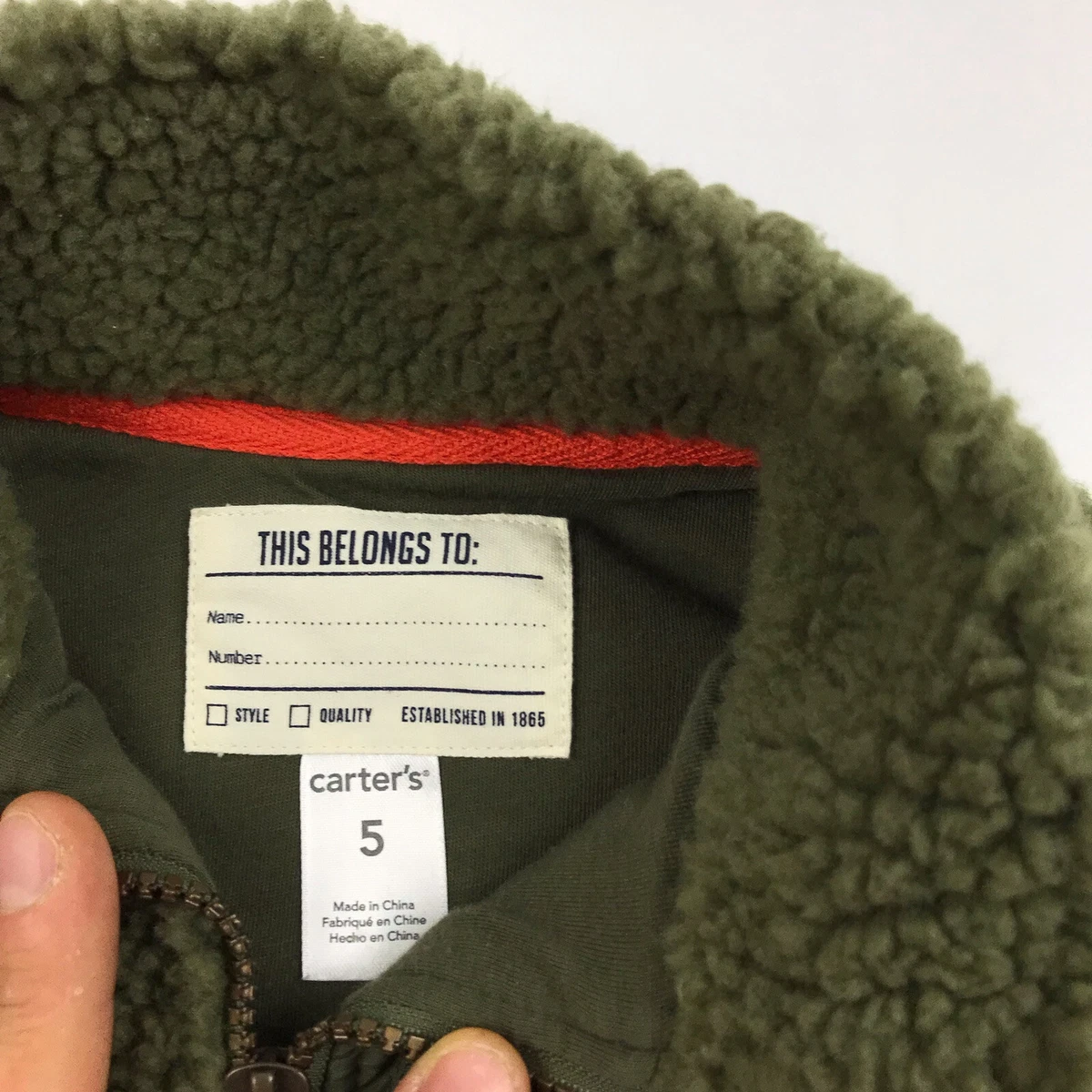 Carters Zip Up Sherpa Vest Green Shearling Zipper Size 5 (D2) | eBay