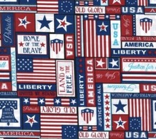 USA Flag, Patriotic Words Fabric  1yd BTY 100 Cotton  Multi Fast Ship 