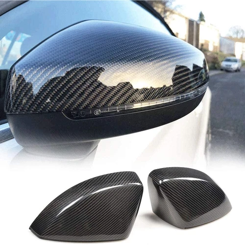 Carbon Fiber Side Mirror Covers Cap Lane Assist For Audi A3 Sline S3 RS3 8V 14UP