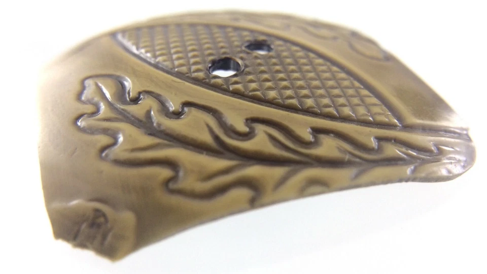 Brown Square Molded Plastic Garment Button 1.1in Etched Pattern 796C - Image 3 of 4