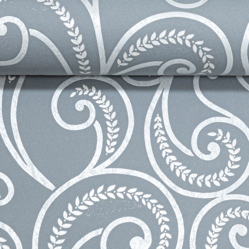 4 Rolls Grey Silver Floral Wallpaper Glitter Metallic Shimmer Textured Feature - Picture 8 of 8