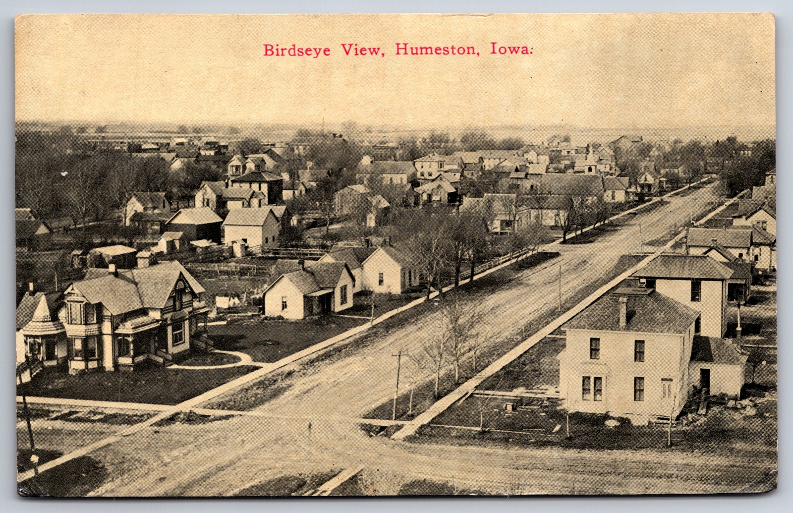 Humeston IowaBirdseye of HomesMansion on a Main Street1912 B&W