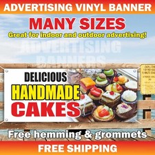 DELICIOUS HANDMADE CAKES Advertising Banner Vinyl Sign CUPCAKES warm crisp