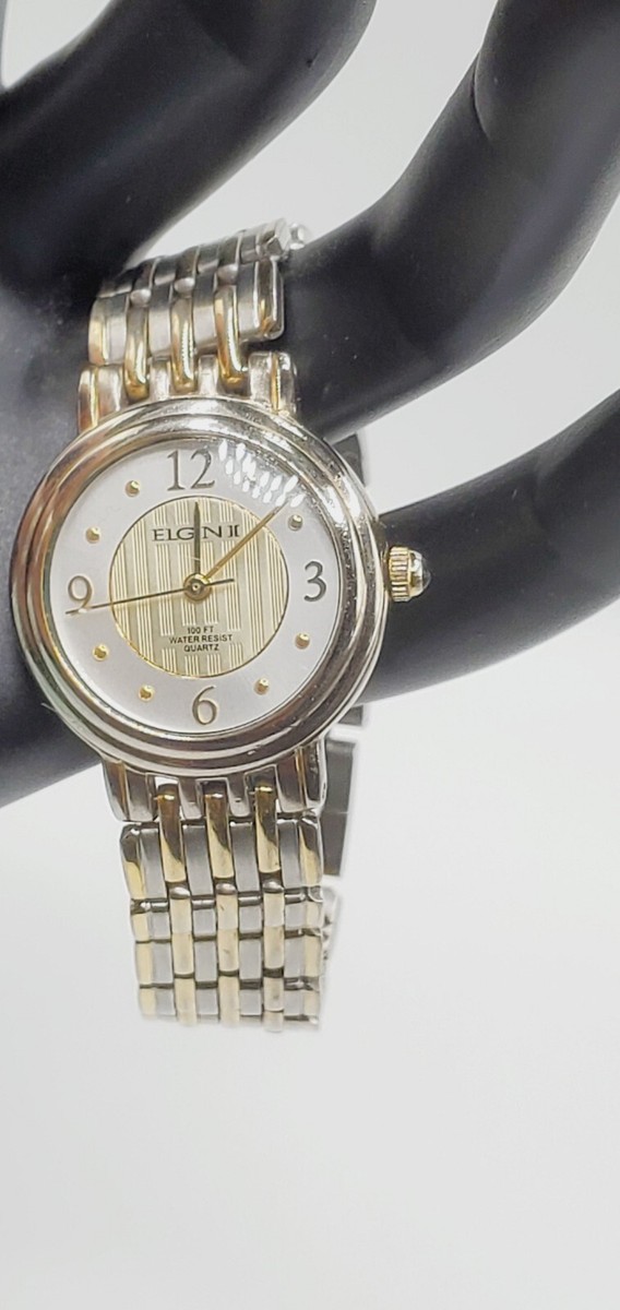 Elgin II Silver & Gold Tone Dial Stainless Steel Watch 5.5  display picture 2