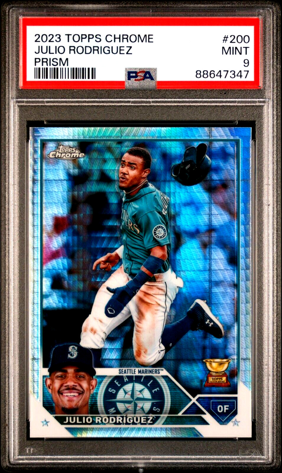 JULIO RODRIGUEZ 2023 Topps Chrome #200 Rookie Cup PRISM Refractor PSA 9 MINT