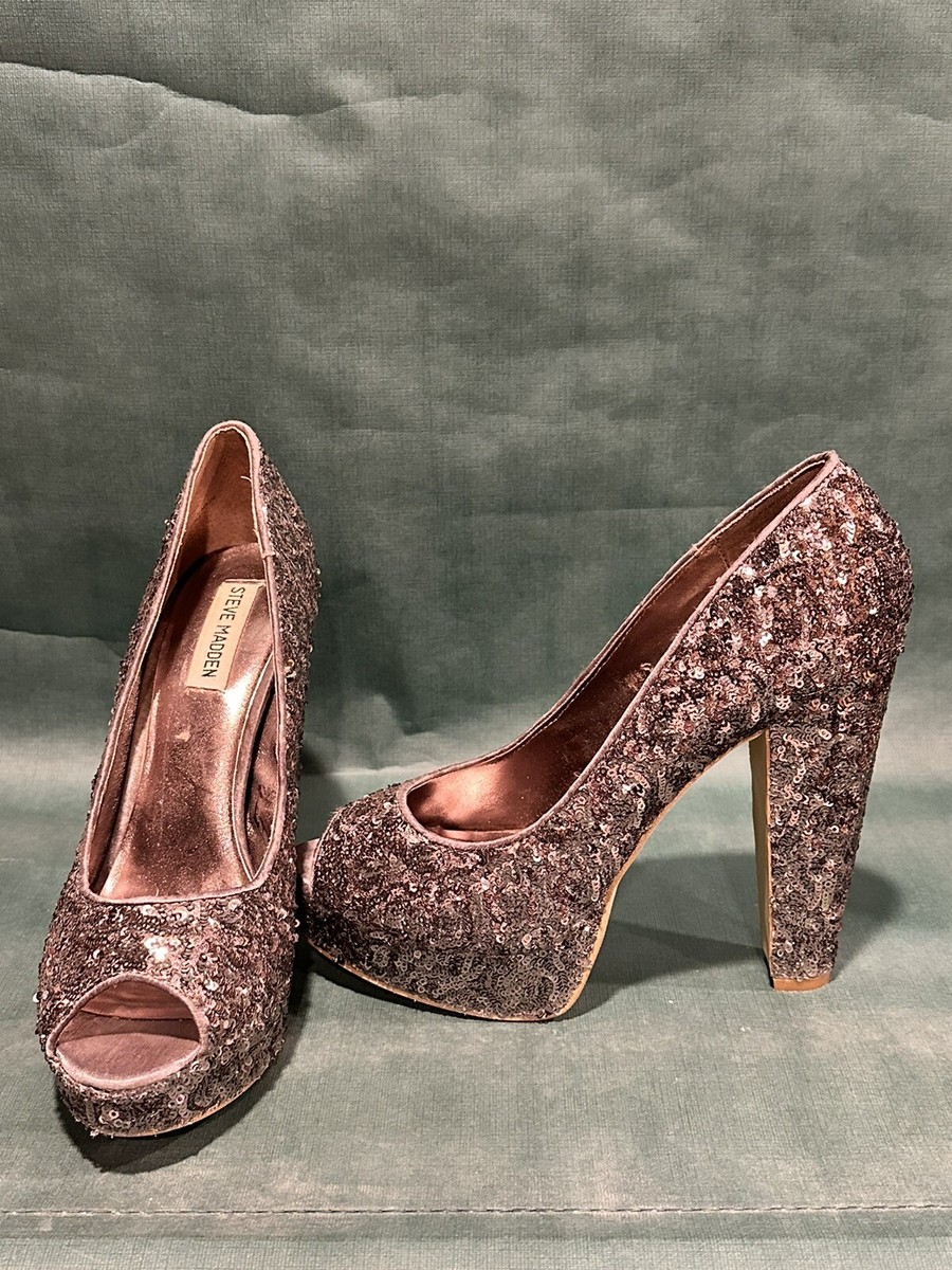 Block Heel Steve Madden Platform Stilettos Tiesta Gold Sequin