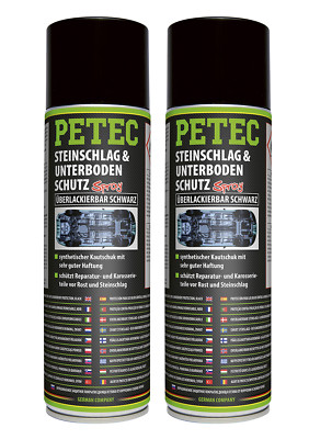 2x PETEC Steinschlag-& Unterbodenschutz Spray schwarz 500ml überlackierbar 73250